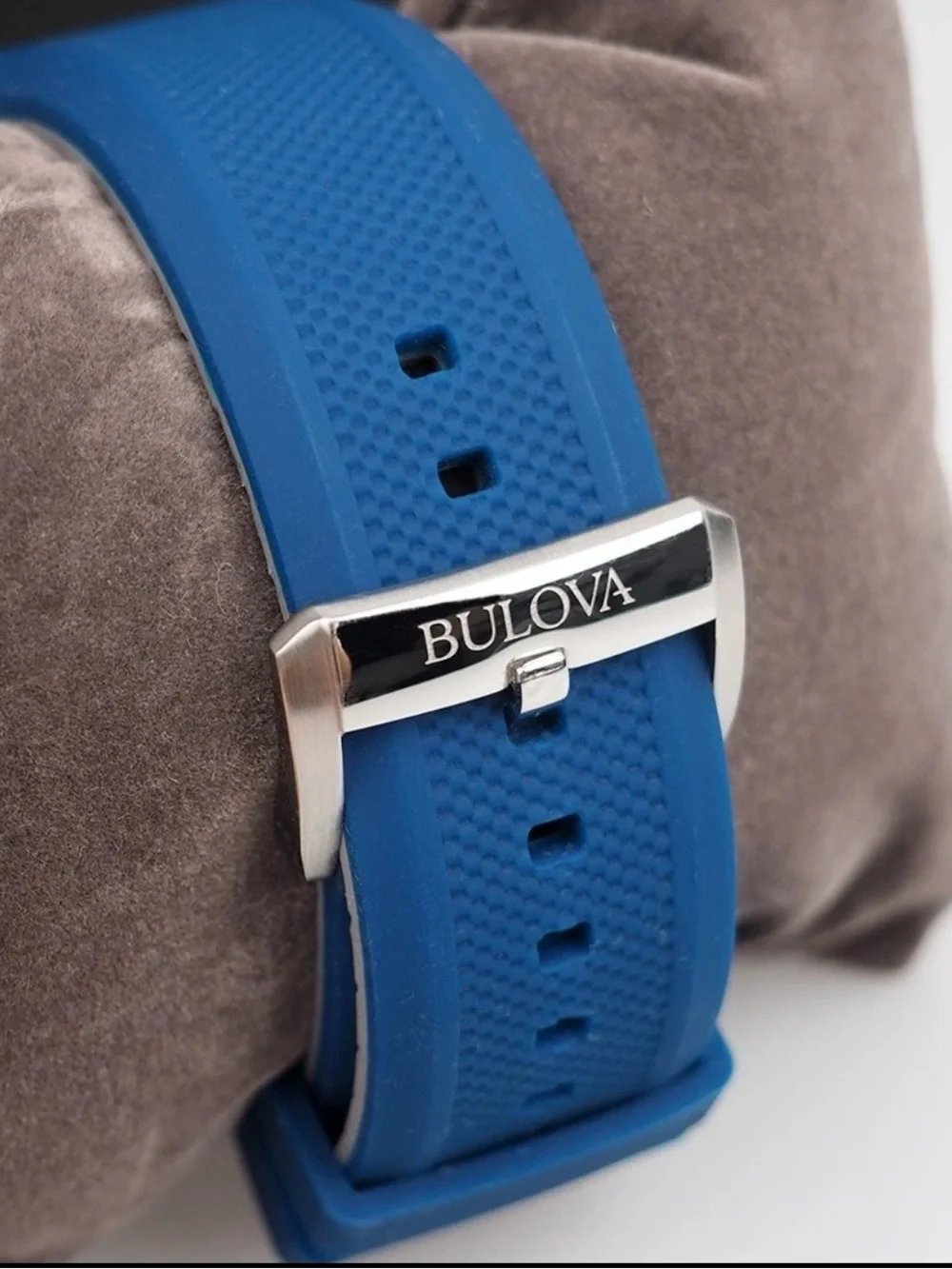 Bulova Blue Open-Heart Automatic Men's Watch with Blue Strap and Orange Accent